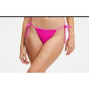 Good American Always Fits Tiny Ties Bright Pink Bikini Bottom 1/2 S Med NWT